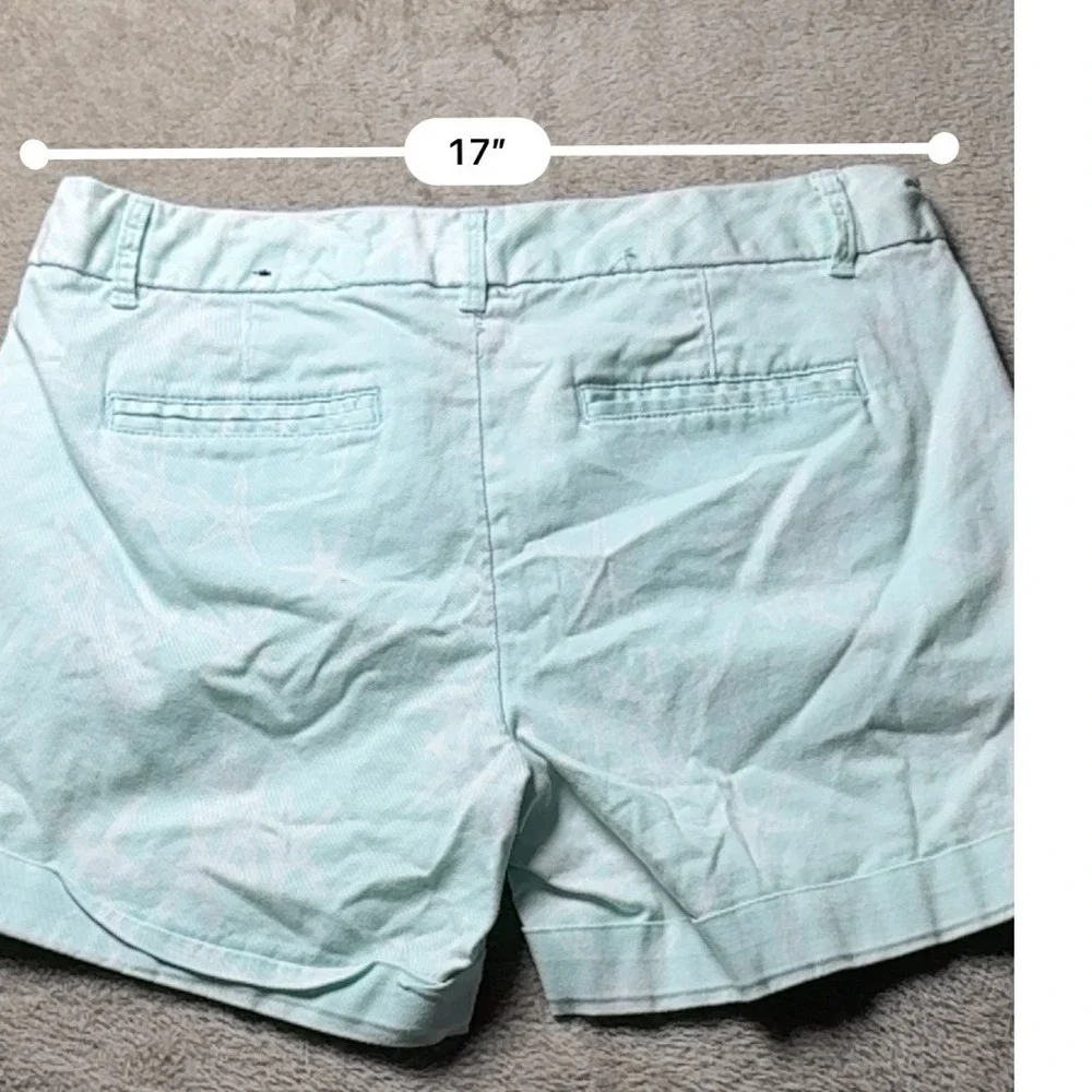 Banana Republic Womens Starfish Print Chino Shorts Size 2 Coastal Nautical